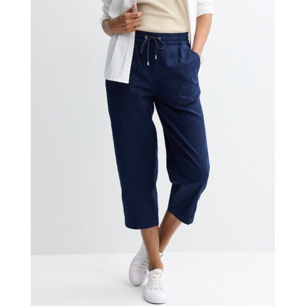 NWT! Women's Croft & Barrow Seattle Navy Utility Pull-On Capri Pants, Medium